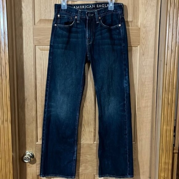 American Eagle Outfitters Blue Low Rise Boot Cut Distressed Denim Jeans - Picture 1 of 10